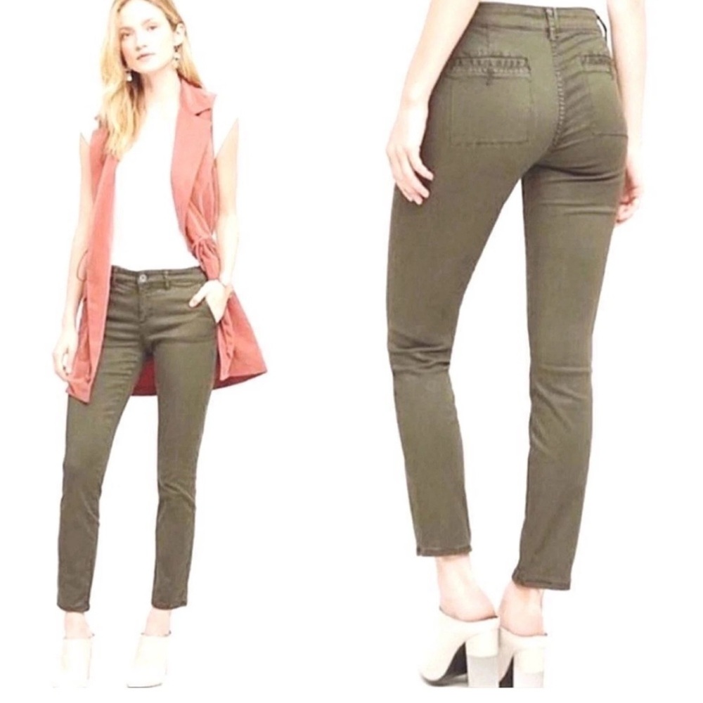 Anthropologie Hei Hei Abroad Skinny Olive Green Pants Jeans Size 32